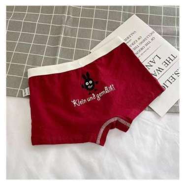 Boxer Celana Pendek Dalaman Anak Laki Laki Katun Nyaman Usia 3-7 Tahun Merah