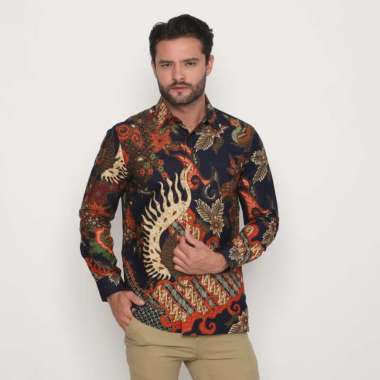 Platini Kemeja Batik Pria Lengan Panjang Katun Navy 460587 L