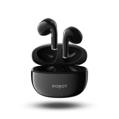 ROBOT Flybuds T10S TWS Earphone Wireless Bluetooth BT Semi In-Ear Headset Earbuds Hitam