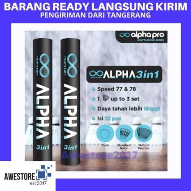 Shuttlecock Alpha Black Pro 3in1 Kok Bulutangkis Badminton Awet Kuat Alpha X 76