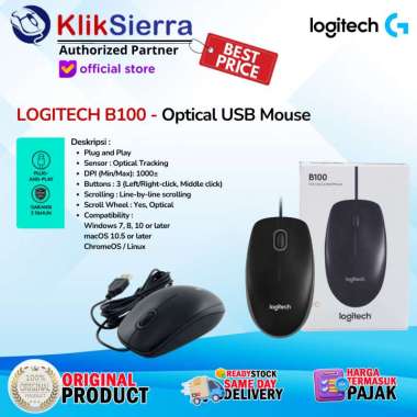 LOGITECH Mouse B100 USB Optical WIred - LOGITECH B100 Xtra Bubblewrap