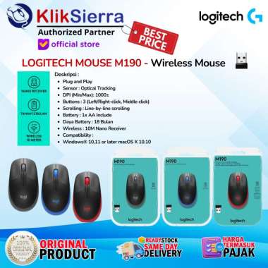 Logitech M190 Mouse Wireless M 190 Original Logitech mouse Red