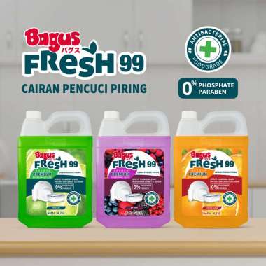 Bagus Fresh 99 Premium Anti Bakteri Dish Washing Liquid Jerigen 4,25L Sabun Cuci Piring Penghilang L