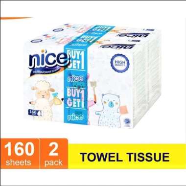 NICE Tisu Dapur MULTIPURPOSE Kitchen TOWEL 160s / BELI 1 GRATIS 1 TISSUE NICE Towel