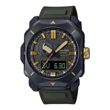 Jam Tangan Pria Casio Pro Trek PRW-6900Y-3JF Solar Green Digital Analog Dial Green Soft Urethane Res