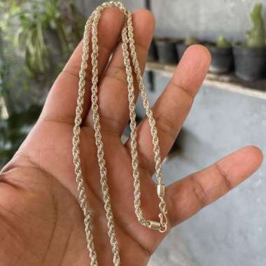 Kalung Necklace Rantai Chain Perak Silver Bali Ilut Lilit Tambang Panjang 50 cm Asli 925 kuno klasik