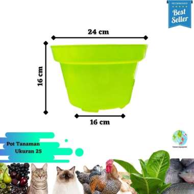 (1 pcs) Pot Polos Basic Warna Warni untuk Tanaman Hias Ukuran 25 Hijau