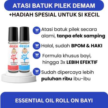 [HARGA TERMURAH + BONUS] Desla Cough Flu & Fever Bayi Batuk Pilek Demam Essential Oil Roll On Baby B