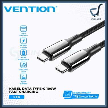 Vention Kabel Usb Type C to C Male Smart Braided Zinc Alloy Type 2 Meter