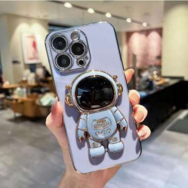 Stiker Hp Stand Cute Plating 3D Astronaut Holder Stand Bumper 532-282 Putih