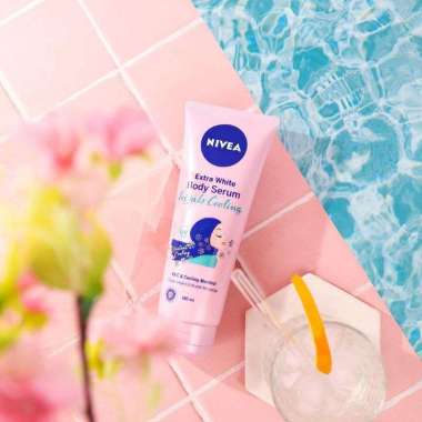 NIVEA Extra White Body Serum hijab Cooling 180ml -handbody serum hija 180ml