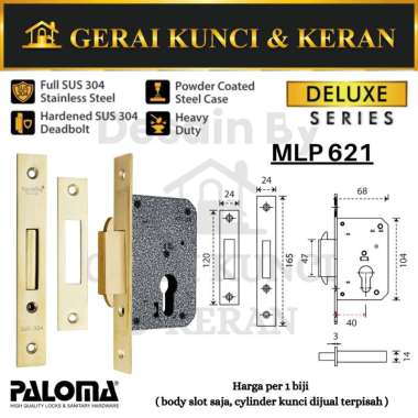PALOMA MLP 62 40 MM DELUXE Mortise Lock Kunci Pintu Lockcase Badan Body Sliding Geser Pintu Lipat Sa