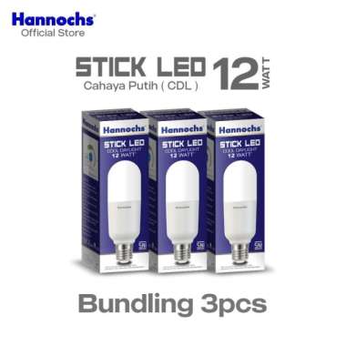 Hannochs Lampu Bohlam LED Stick 12W Cahaya Putih Paket isi 3pcs