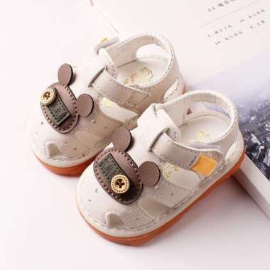 Sepatu Sandal Bayi Prewalker Anak Laki Laki dan Perempuan Bunyi Cit Cit Bear Import 19 Putih