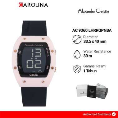 Jam Tangan Wanita Alexandre Christie DIGI AC 9360 LHRRGPNBA Digital Dial Black Rubber Strap