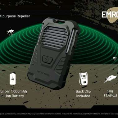 NITECORE Alat Pengusir Nyamuk Elektrik Portable Mat Repeller 1800mAh - EMR06 TAC - Black