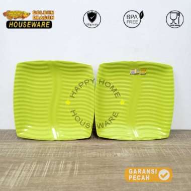 GOLDEN DRAGON PIRING KOTAK DAUN | DINNER PLATE | PIRING MELAMIN 8IN P4608