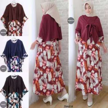 GAMIS BATWING CACA FIT TO L DRESS MUSLIM BAJU TERBARU SETELAN GAMIS WANITA FASHION ORI REALPICT Blac