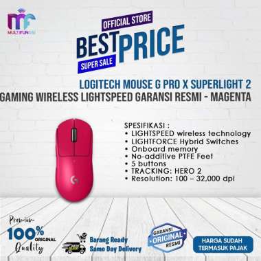 Logitech Mouse G Pro X Superlight 2 Gaming Wireless Lightspeed Garansi Resmi Magenta