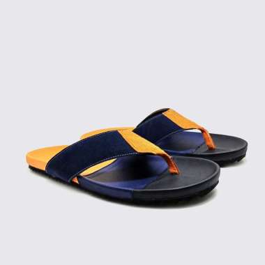 Rogrand - Sandal Pria Navy Orange Trendy Gaya Sendal Jepit Flip Flop Casual Santai Big Size 47