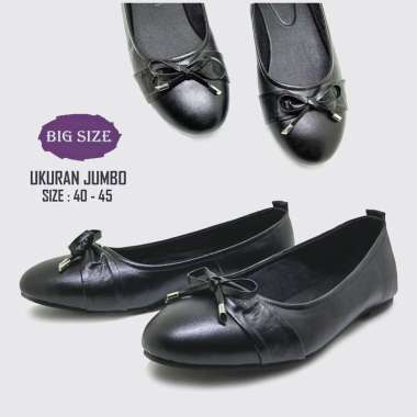 Sepatu Wanita Oxford Teplek Big Size Black Flat Shoes Casual Formal Cewe Ukuran Jumbo Besar 40-45 42