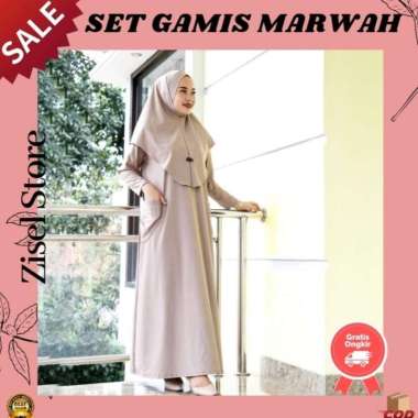 SET GAMIS MARWAH DAN HIJAB BERGO DRESS MUSLIM JERSEY MARWAH MINT