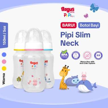 Bagus Pipi Slim Neck Baby Bottle 150 ml (S) - Botol Susu Bayi Kuning