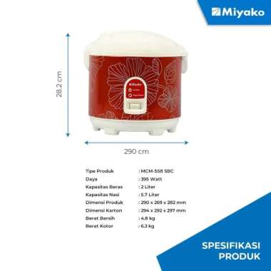 MAGIC COM MIYAKO 2 LITER MCM 558 SBC ANTI LENGKET GARANSI