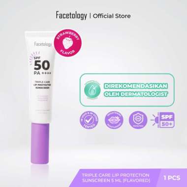FACETOLOGY TRIPLE CARE LIP PROTECTOR SUNSCREEN LIP BALM PELEMBAB DAN PENCERAH BIBIR FLAVORED