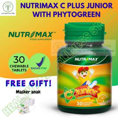 NUTRIMAX C PLUS JUNIOR WITH PHYTOGREEN 30 CHEWABLE TABLETS KUNYAH C+ JUNIOR VITAMIN C