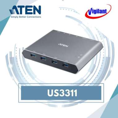 ATEN US3311 2-Port 4K DisplayPort USB-C KVM Dock Switch with Power Pas