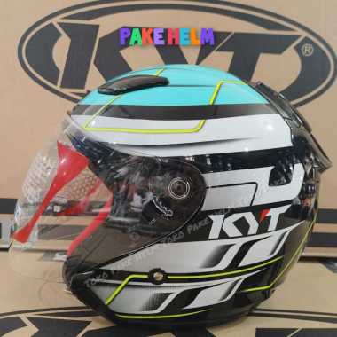 HELM KYT DJ MARU MOTIF #13 BLACK BLUE HALF FACE DJMARU M