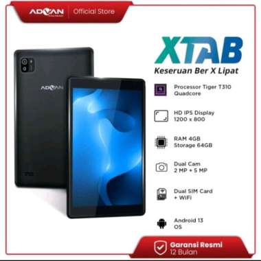 Advan Xtab 4/64 GB 8 Inci Quadcore T310 Tab Android 13 - Garansi Resmi Tablet Only
