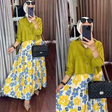 Nidia Set Rok One Set Wanita Kekinian Kemeja Kaos Knit Polos Setelan Wanita Rok Serut LD 110 cm All