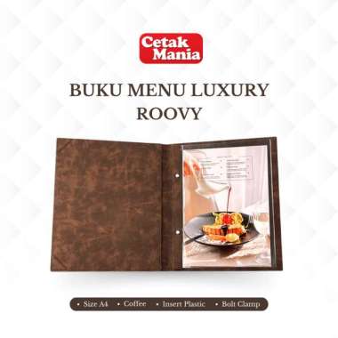Cetak Mania - Buku Menu Kulit Luxury Jepit Baut Isi Plastik Mika A4 - Cafe, Coffee Shop, Restoran, H