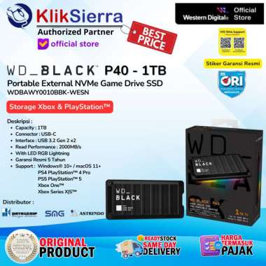 WD BLACK P40 NVMe Game Drive SSD 1TB - HDD Harddisk External - Portable Hardisk Eksternal Gaming Con