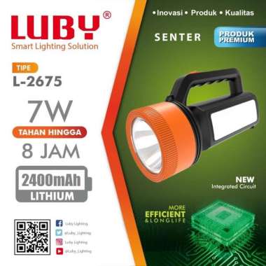 Senter Cas LUBY 7 Watt Baterai Rechargeable L 2675B Putih Isi Ulang Lampu Emergency LED
