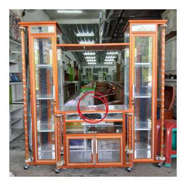 BUFET TV ALUMUNIUM PAJANGAN ALUMUNIUM 32'' TV FREE ONGKIR SERANG KOTA GOLD