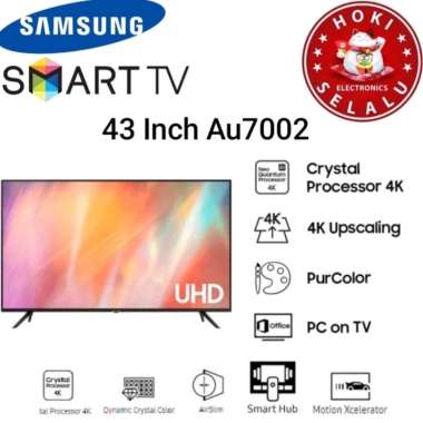 Samsung Smart LED TV 43 Inch 43AU7002 AU7002 4K Crystal UHD Processor Pur Color Dolby Audio Frame Le
