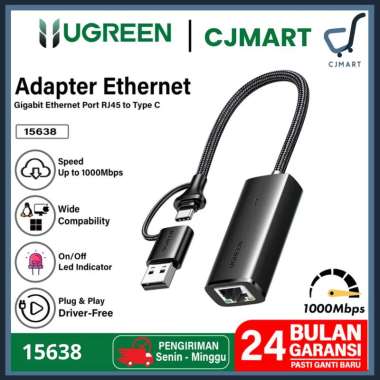 UGREEN Adapter USB to Lan RJ45 Ethernet Network Speed 100 - 1000 Mbps