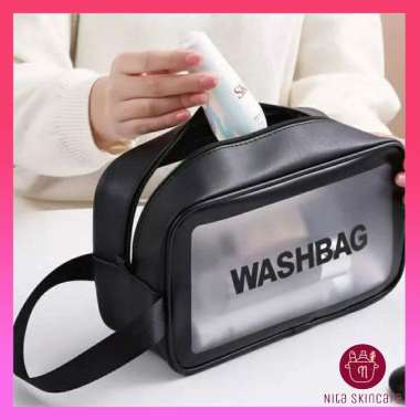 Tas Kosmetik Alat Mandi Toiletries Transparan Anti Air Toiletr Bag Waterproof Hitam