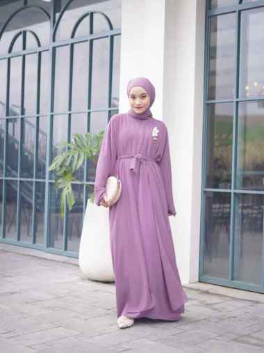Kiukiu Helwa Abaya set - Gamis abaya wanita set Pashmina Set Abaya Muslim Gamis+Outer+Pashmina LAVEN