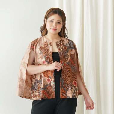 C2W XXL Blazer Outer Batik Wanita All Size Satin Women's Clothes Elegant BIG SIZE 651-ALT Brown