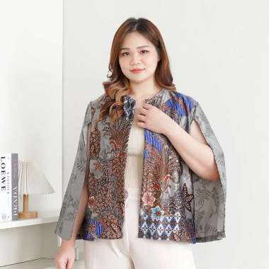 C2W XXL Blazer Outer Batik Wanita All Size Satin Women's Clothes Elegant BIG SIZE 651-ALT Navy