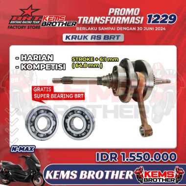 KRUK AS ORIGINAL BRT Yamaha NMAX Aerox Lexy Strokeup 6mm Total Struk 64,8 Bonus Laher Kruk As BRT NM