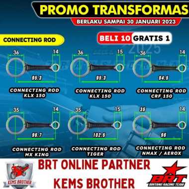 STANG PISTON BRT CONNECTING ROD KLX CRF TIGER NMAX AEROX JUPITER ( KHUSUS KRUKAS BRT ) KLX PIN 14