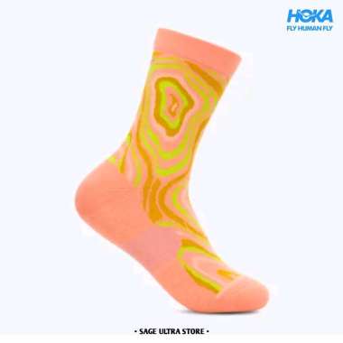 Kaos Kaki Lari Running Hoka Topo Crew Run Sock Unisex Men Women Original - Sherbet Sherbet L