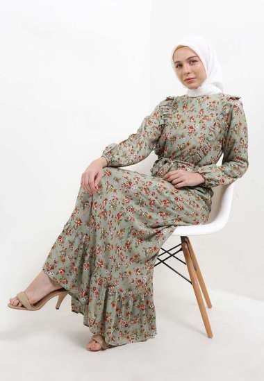 Arjuna Weda Gamis Motif Kembang Kecil 6 27A196064 - Hijau M