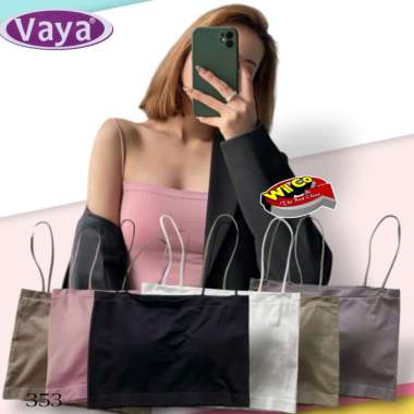 B353 Vaya Bra Croptop Rajut ada Cup, Kemben Bra Free Size bb 40 - 60 kg F Khaki