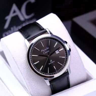 Jam Tangan Alexandre Christie AC1014 Primo Leather Strap Wanita Silver Black